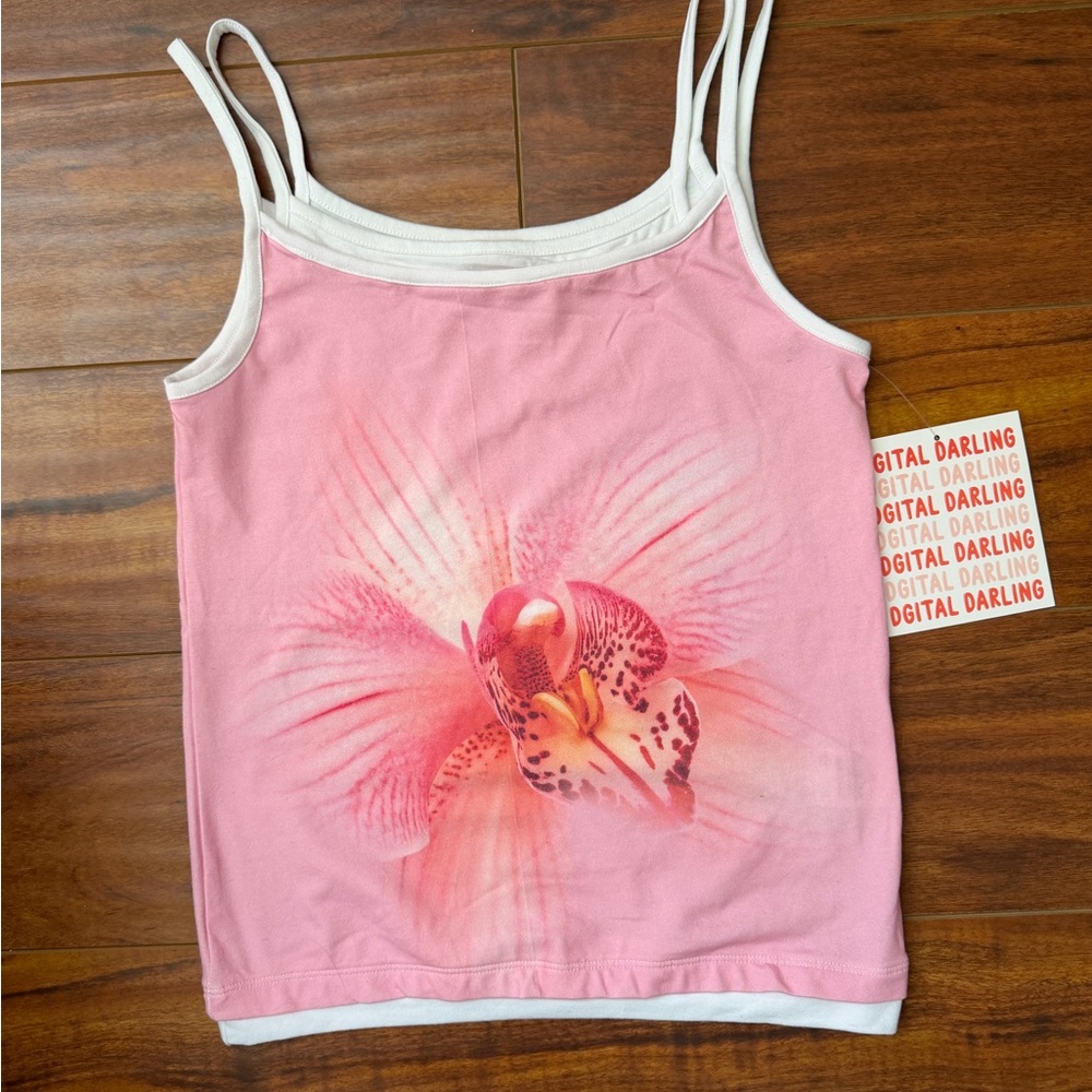 BNWT Pink Orchid Summer Graphic Tank Top Cami - Picture 2 of 6